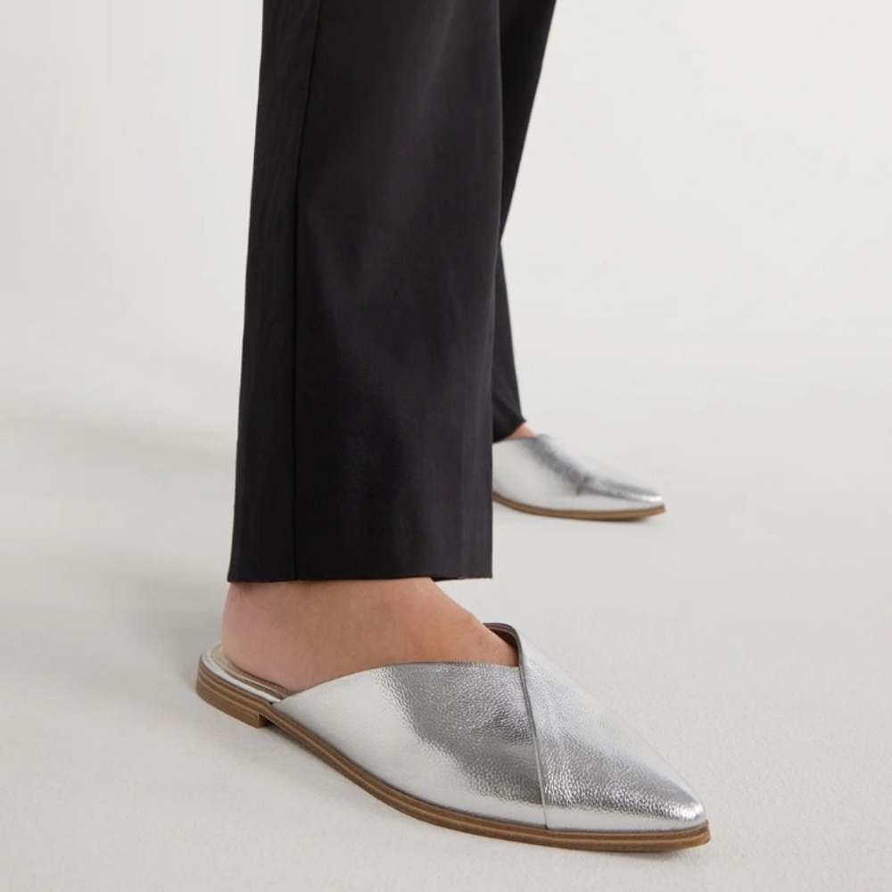Silver pointed toe flats